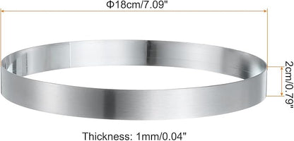 HARFINGTON Round Cake Ring 7.09 x 1 Inch Seamless Stainless Steel Pastry Mousse Dessert Ring Mirror Coating for Baking Cooking English Muffins Crumpet Making Tool