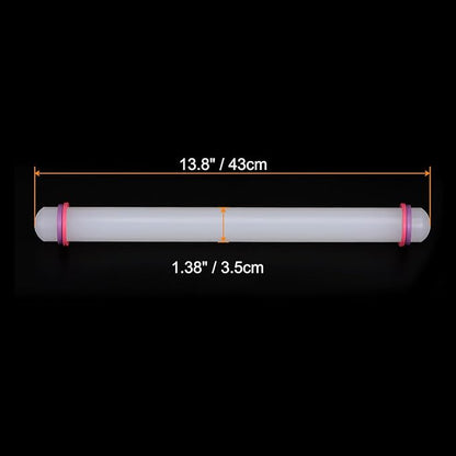HARFINGTON 2pcs Fondant Rolling Pin with Rings PP 43cm x 3.5cm Non Stick for Baking, White