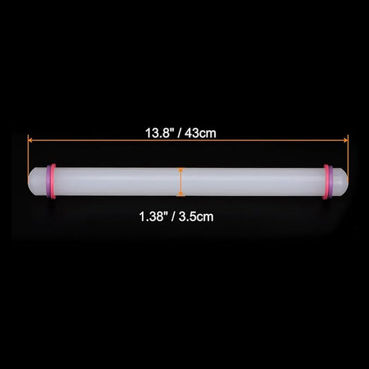 HARFINGTON 2pcs Fondant Rolling Pin with Rings PP 43cm x 3.5cm Non Stick for Baking, White
