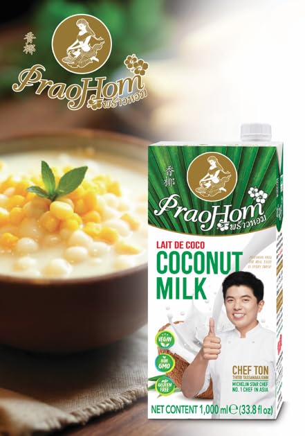 Praohom Coconut Milk 8.5 Fl Oz - Plant Based, Dairy Free Milk Alternative - Pure and Rich Thai Coconut Milk - No Added Sugar - Ideal for Cooking and Baking (250ml (pack of 1))