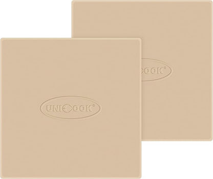 Unicook 2 PCS Pizza Stones Set, 12 Inch Square Pizza Stone for Oven and Grill, Cordierite Baking Pan for Crispy Crusts, Thermal Shock Resistant, Including Dough Scraper