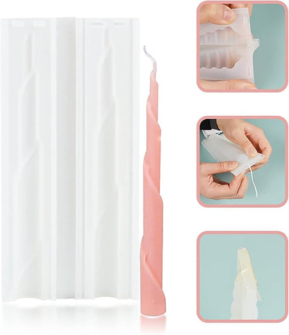 8 Pack Spiral Candle Mold Pillar Candle Cylinder Molds - 8 Style - Resin Casting Silicone Molds for Home Decor & Candle Making Wave Spiral Mold
