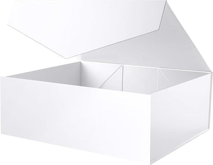 19.2x15.8x7 Inches, Extra Large Gift Box with Lid, Bridesmaid Proposal Box with Magnetic Closure, Giant Gift Box for Clothes and Large Gifts (Glossy White)