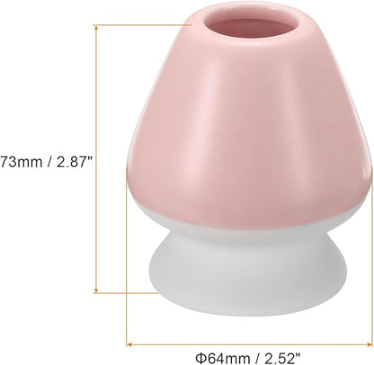 HARFINGTON Ceramic Chasen Stand 73mm Matcha Whisk Holder Teas Set Whisks Stand Traditional Matcha Tea Chasen Holder Tea Set Accessories for Tea Tasting, Pink White