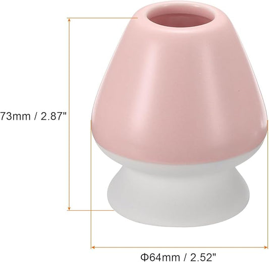 HARFINGTON Ceramic Chasen Stand 73mm Matcha Whisk Holder Teas Set Whisks Stand Traditional Matcha Tea Chasen Holder Tea Set Accessories for Tea Tasting, Pink White