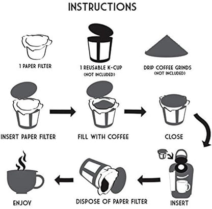 Pro Mael Disposable K Cup Filters, Coffee Filter Paper for Keurig Brewers Single Serve 1.0 and 2.0, Use with Reusable K Cup Pods, Natural Unbleached (100-Count)
