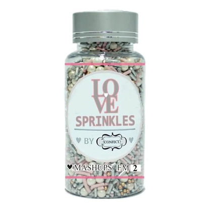 Confect Fusion Pink & Silver Sprinkles Mix - Pearl Sugar Cake Decorations, Dessert Toppings, Edible Confetti | Vegan, Gluten-Free, Nut-Free, Soy-Free, Dairy-Free, Palm Oil-Free- 4.2 Oz