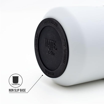Matte 6.5 oz Yerba Mate Gourd and Bombilla Set - Includes DS Pro Box - BPA Free Yerba Mate Set Kit with Mate Straw, Elegant Design, Non-Slip Base (White)