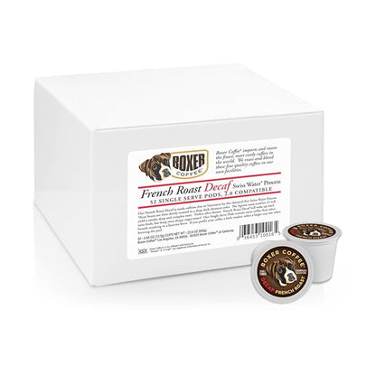 Boxer Coffee 52ct Decaf French Roast – Swiss Water Process Dark Roast Coffee Pods – Compatible with Keurig K-Cup Brewers – Specialty Grade, Artisan Single-Serve Cups