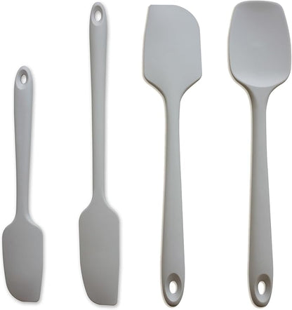Silicone Spatula, 4-Pack Silicone Set,Heat Resistant for Non Stick,Food Grade Cookware with Stainless Steel for Mixing,Cooking,Baking,Flipping,Spreading,Lifting,Serving,BPA Free,Dishwasher Safe(Gray)