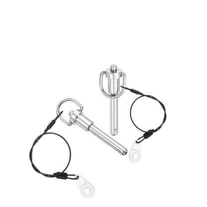 uxcell 1 Pcs Quick Release Pin, 5/16" x 1.57"(Dia. x L) Push-Button Ball Locking Pin 304 Stainless Steel Ring Handle Locking Pin with Wire for Audio Bimini Top Marine, Silver