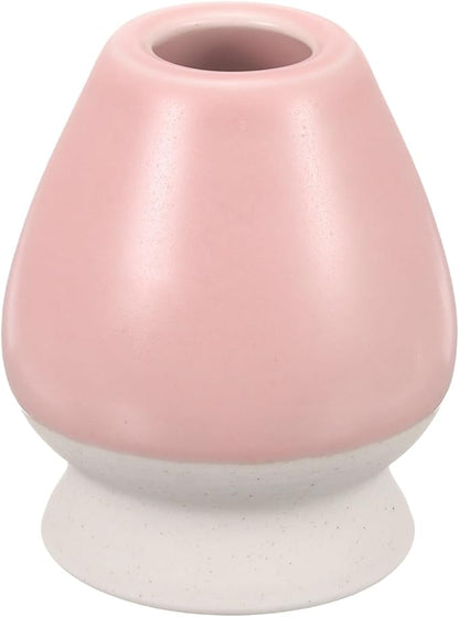 HARFINGTON Ceramic Chasen Stand 70mm Matcha Whisk Holder Teas Set Whisks Stand Traditional Matcha Tea Chasen Holder Tea Set Accessories for Tea Tasting, Beige/Pink