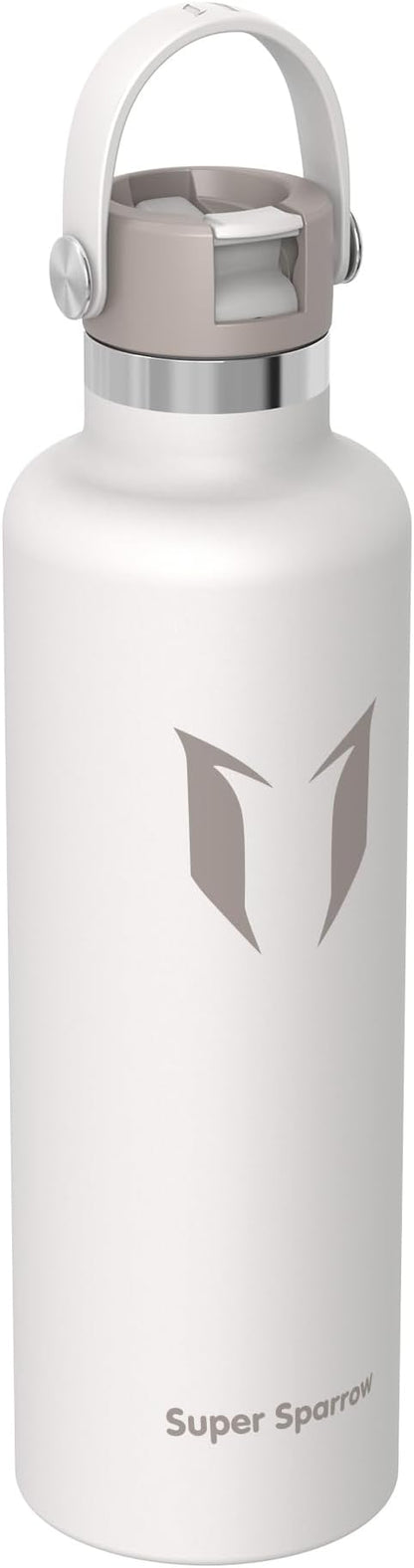 Super Sparrow Insulated Water Bottle - 17 Oz / 25 Oz / 32 Oz - Standard Mouth FlipFlow Flask - BPA Free, Leak Proof Drink Bottle- Ergonomic Straw Water Bottles for Work, Gym, Travel, Sports
