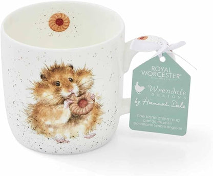 Royal Worcester Wrendale Designs Farmhouse Style Mug, Diet Starts Tomorrow - 14 oz Fine Bone China Mug with Hamster Illustration for Cozy Kitchen Vibes - Floral Drinkware for Daily Comfort