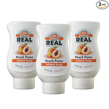 Peach Reàl Infused Exotics, Peach Puree Infused Syrup, 16.9 FL OZ Squeezable Bottle (Pack of 3)