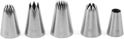 5 piece Stainless Steel Rose Flower Piping Tips Piping Nozzles Cake Decorating Supplies Cookies Cupcake Icing Decorating Supplies Decorating Kits Frosting Icing Tips Baking Set Tools #2