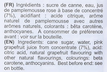 1883 Pink Grapefruit Syrup for Drinks, Made in France, 1 Liter Glass Bottle