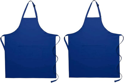 Pomp 2 Pack Premium Bib Aprons | Adjustable Neck + 2 Pockets | Water + Oil Resistance | Men & Women's Kitchen Cooking Aprons