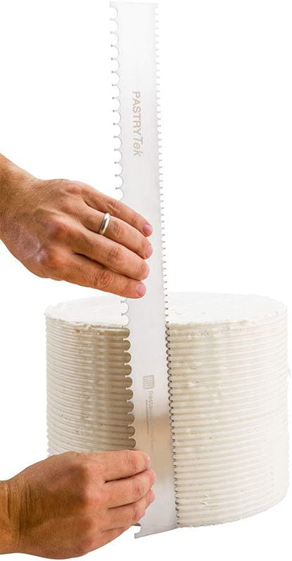 Restaurantware 19.8 Inch x 2 Inch Cake Comb 1 Semicircle Decorating Comb - Double-Sided Assorted Edges Stainless Steel Icing Smoother For Decorating Or Sculpting Desserts