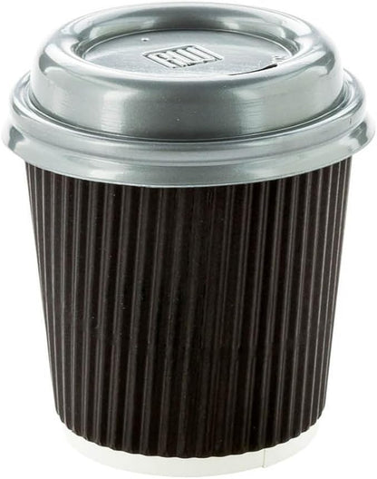 500-CT Disposable Black 4-OZ Hot Beverage Cups with Ripple Wall Design: No Need for Sleeves - Perfect for Cafes - Eco-Friendly Recyclable Paper - Insulated - Wholesale Takeout Coffee Cup