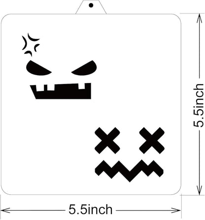 Halloween Ghost Faces Cookie Cutter and Stencil Set Bundle Kit PYO Cookies Paint Your Own Diy Bakery Fondant Sugar Happy Birthday Wedding Baby Candle Kids Painting Coloring Pages Comb (Ghost Faces)