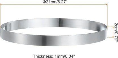 HARFINGTON Round Cake Ring 8.27 x 1 Inch Seamless Stainless Steel Pastry Mousse Dessert Ring Mirror Coating for Baking Cooking English Muffins Crumpet Making Tool
