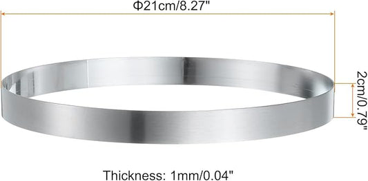 HARFINGTON Round Cake Ring 8.27 x 1 Inch Seamless Stainless Steel Pastry Mousse Dessert Ring Mirror Coating for Baking Cooking English Muffins Crumpet Making Tool