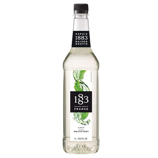 1883 Mojito Mint Syrup for Drinks, Made in France, 1 Liter Plastic Bottle