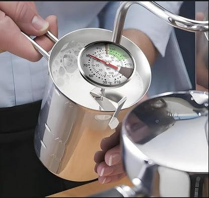 Instant Read Pocket Milk Frothing Thermometer with1 inch Dial 5 inch Probe Clip,Best Instant Read Food for The Coffee Drinks,Chocolate Milk Foam (2)