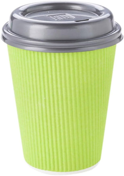 Restaurantware-12 Ounce Disposable Coffee Cups, 500 Ripple Wall Hot Cups For Coffee - Lids Sold Separately, Rolled Rim, Green Paper Insulated Coffee Cups, For Hot Coffee, Tea, And More