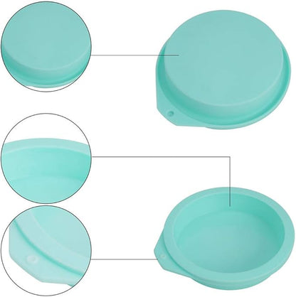 6-Pack Silicone Cake Molds 4 Inch Round Cakes Pans Green Baking Pan Set Silicone Baking Mold DIY Rainbow Cakes and Round Resin Coaster Molds, 0.8 Inch Deep (Green)