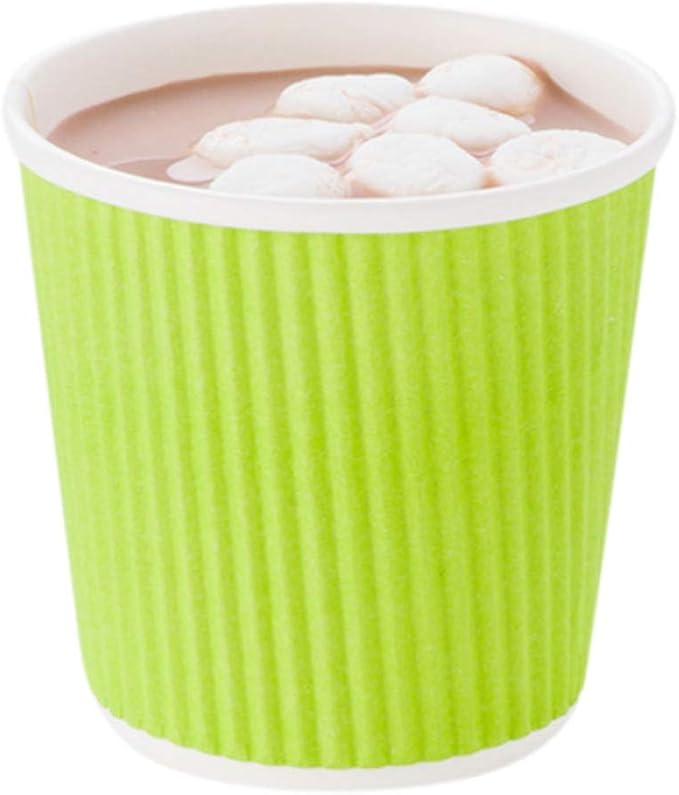 Restaurantware-4 Ounce Disposable Coffee Cups, 500 Ripple Wall Hot Cups For Coffee - Lids Sold Separately, Rolled Rim, Green Paper Insulated Coffee Cups, For Hot Coffee, Tea, And More