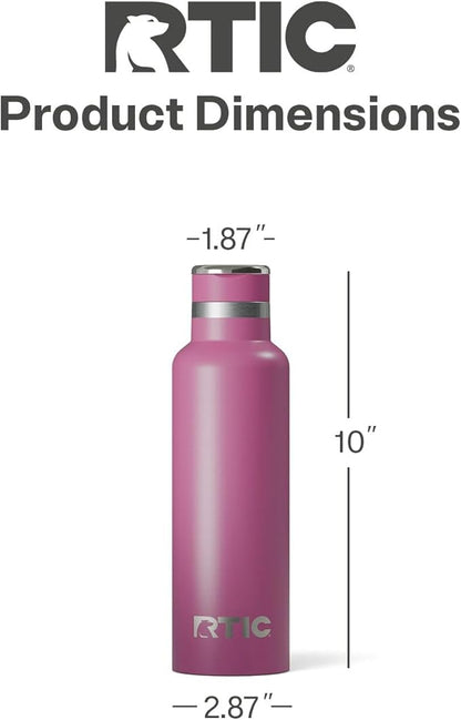 RTIC 20oz Journey Bottle Metal Stainless Steel Vacuum Insulated, BPA Free, Reusable, for Water, Hot and Cold Drinks, Travel, Sports, Camping, Orchid
