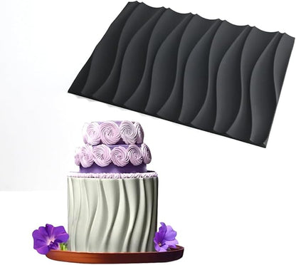 mostsom Silicone Lace Mold for Fondant, Wave Pattern Embossing Mat, and Decorating – Flexible Food-Grade Mold for Cake, Chocolate, Resin, Soap, Clay Crafts (D_Wave)