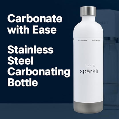 Stainless Steel Carbonation Bottle and Water Bottle | Compatible With Philips Carbonation Soda Maker and Aarke Soda Makers, Dishwasher Safe (SSB-W)