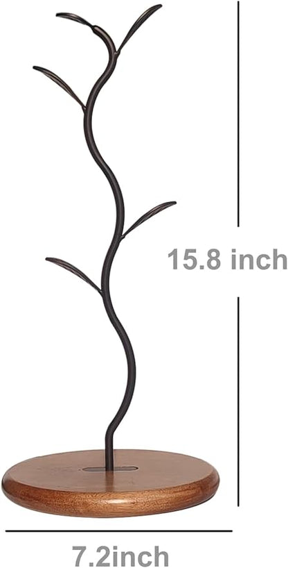 Coffee Mug Holder Tree Rack for Counter,Leaf Shaped Tea Cup Mug Holder Stand for Countertop,Perfect Coffee Bar Accessory & Kitchen Home Organizer Black
