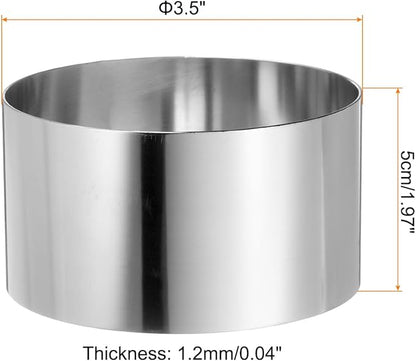 HARFINGTON Round Cake Ring 3.5 x 2 Inch Seamless Stainless Steel Pastry Mousse Dessert Ring Mirror Coating for Baking Cooking Making Tool