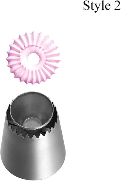 Cake Decorating Set, 2 Pieces Stainless Steel Icing Piping Nozzles Tips Kit with Reusable Piping Bag - Christmas Birthdays Anniversary Wedding Cakes Cookies Dessert Pastry DIY Making Tools