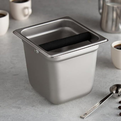 TrueCraftware- 6” Deep Commercial Grade Stainless Steel Coffee Knock Box with Rubber Knock Bar 0.6mm Thickness- Durable Barista Espresso Knock Box Perfect for Restaurant Cafes Home