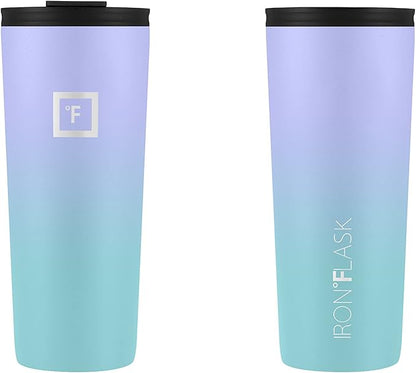 IRON °FLASK Classic Tumbler - Vacuum Insulated Stainless Steel Water Bottle, Double Walled, Drinking Cup, Insulated Travel Mug (Cotton Candy, 24 oz Solid Lid)