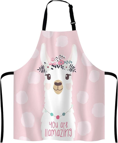 Llama with fun quote You are llamazing Bib Apron with Adjustable Neck for Men Women,Suitable for Home Kitchen Cooking Waitress Chef Grill Bistro Baking Apron