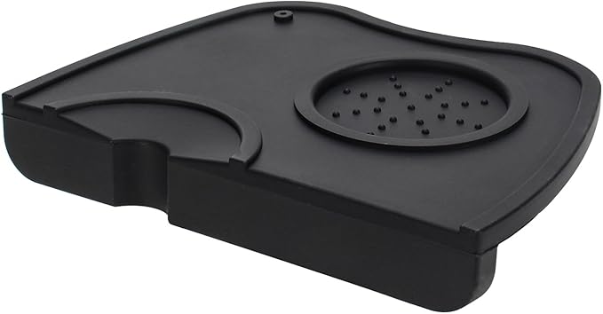 Espresso Tamping Mat, Silicone Coffee Tamper Mat with Corner Edge Tamp Support Station for Countertop, Barista Tools, Espresso Accessories, Medium, Black