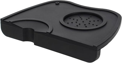Espresso Tamping Mat, Silicone Coffee Tamper Mat with Corner Edge Tamp Support Station for Countertop, Barista Tools, Espresso Accessories, Medium, Black