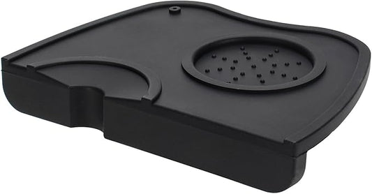 Espresso Tamping Mat, Silicone Coffee Tamper Mat with Corner Edge Tamp Support Station for Countertop, Barista Tools, Espresso Accessories, Medium, Black