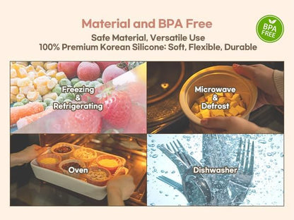 Microwave Silicone Steamer for Baby Food, Made In Korea, Oven & Dishwasher Safe to 482°F, Easy Clean, Microwave Pot with Handle & Lid, 100% Food Grade Steamer Bowl (Creme Brulee, 19oz (550ml))