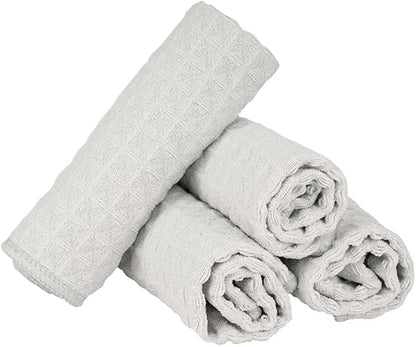 Barista Micro Cloth 4 Pack - watchget Microfiber Barista Cleaning Towels Coffee Cleaning Accessories for Espresso Machine, Steam Wand, Countertop, Kitchen Dish Cloth Waffle Weave Light Grey(12"x12")