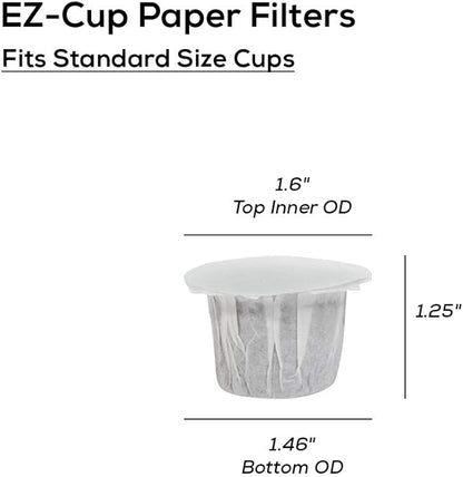 Perfect Pod EZ-Cup Paper Coffee Filters with Patented Lid for Single-Serve Coffee Brewers and Coffee Pods, Compatible with Keurig, 9-Pack (450 Filters)