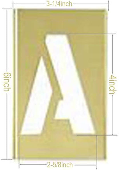 Deezio 4 Inch Brass Interlocking Stencil Set of Numbers and Letters Kit - 46 Piece Set