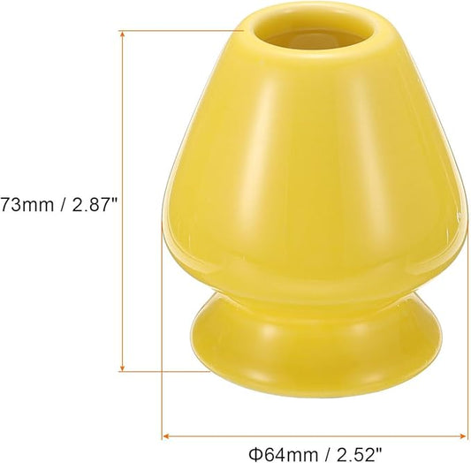HARFINGTON Ceramic Chasen Stand 73mm Matcha Whisk Holder Teas Set Whisks Stand Traditional Matcha Tea Chasen Holder Tea Set Accessories for Tea Tasting, Golden