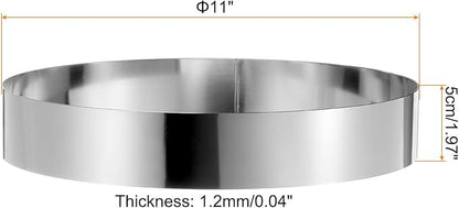HARFINGTON Round Cake Ring 11 x 2 Inch Seamless Stainless Steel Pastry Mousse Dessert Ring Mirror Coating for Baking Cooking Making Tool